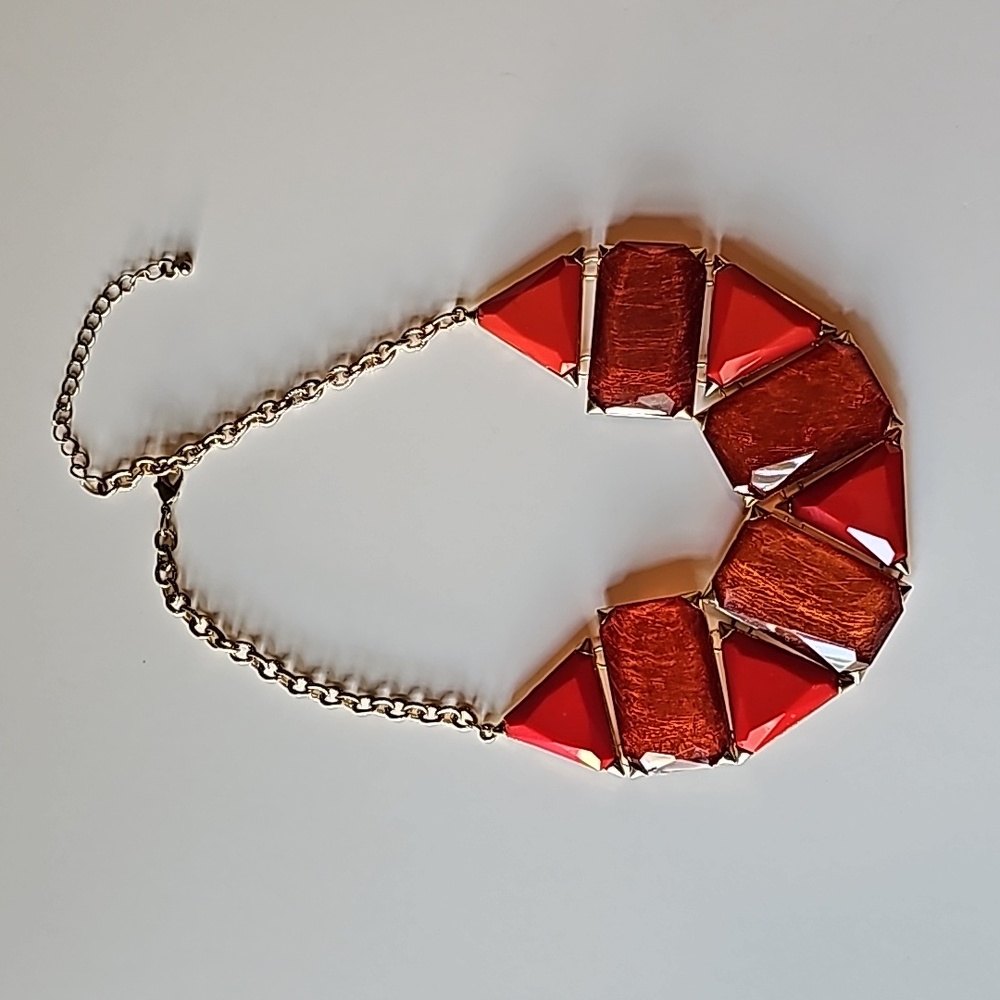 Orange Stone Necklace 10 Inches 3 Inch Extender